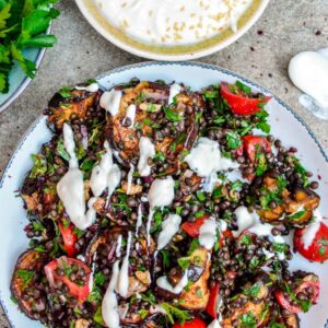 Linsesalat med aubergine og urter - oppskrift / Et kjøkken i Istanbul
