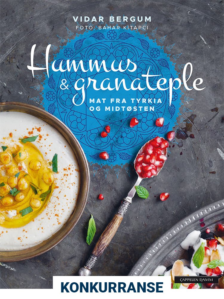Konkurranse! Omslag av «Hummus & granateple» av Vidar Bergum